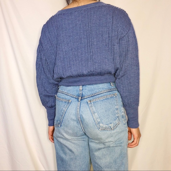 Loewe Blue Pleated Cropped Wool Cardigan M - Picture 6 of 11